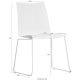 JANKURTZMÖBEL Stuhl "slide" Stühle Gr. B/H/T: 54 cm x 84 cm x 52 cm, Metall, weiß (weiß, chromfarben) Stapelstuhl 4-Fuß-Stuhl Stapelstühle Sitzschale aus Kunsstoff, stapelbar, in 3 Farben