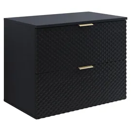 Badplaats Waschbeckenunterschrank Borneo 2 Schubladen 80 x 63 cm Matt Schwarz