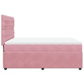 vidaXL Boxspringbett mit Matratze Rosa 140x200 cm Samt