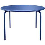 Vente-Unique Gartentisch, Dunkelblau, Metall, Uni, 6-Sitzer, Rund, 130x74x130 cm, Gartenmöbel, Gartentische, Gartentische