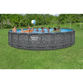 BESTWAY APX365TM Frame Pool-Set Ø 671 x 132 cm inkl. Sandfilteranlage, Abdeckplane und Poolleiter
