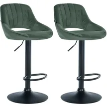 CLP 2er Set Barhocker Milet Mit Samt-Bezug I Drehbarer Barstuhl Mit Lehne Und Fußstütze