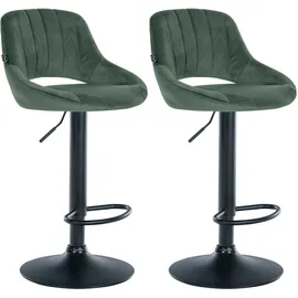 CLP 2er Set Barhocker Milet Mit Samt-Bezug I Drehbarer Barstuhl Mit Lehne Und Fußstütze