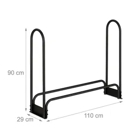 Relaxdays Kaminholzregal Metall 110 x 29 x 90 cm Schwarz
