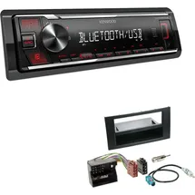 EHO Kenwood KMM-BT209 1-DIN Autoradio Bluetooth USB AUX mit Einbauset für Ford Focus II anthrazit