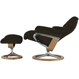 Stressless Relaxsessel Reno Leder 83 x 110 x 76 cm Braun mit Hocker