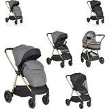 Cangaroo Kinderwagen 2 in 1 Hydra Babywanne Sportsitz Fußabdeckung Moskitonetz grau