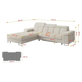 altdecor Ecksofa Cord mit Schlaffunktion 2-Sitzer Grün