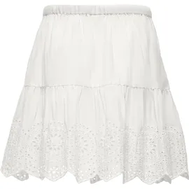 KIDS ONLY Volantrock KIDS ONLY "KOGBONDI LIFE EMB SKIRT WVN", Mädchen, Gr. 164, weiß (cloud dancer), Web, Obermaterial: 100% Baumwolle, unifarben, kniefrei, Röcke Volantrock, mit Spitzenkante