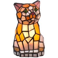 Lampe im Tiffany Style Tiff101 Figurenlampe Katze Dekorationslampe Glaslampe