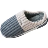 Herren-Winterpantoffeln, geripptes Fleecefutter, rutschfest, gepolstert, weich, warm, für drinnen und Schlafzimmer, leicht, bequem, gemütlich, Winterschuhe für Herren, grau, 48 EU - 48 EU