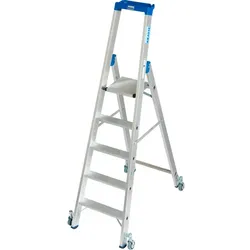 KRAUSE Stufen-Stehleiter »STABILO«, 5 Sprossen, Aluminium - silberfarben