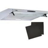 Yuna Mila KUBH 60205 Edelstahl 60 cm, inklusive Kohlefilter, Glaswrasenschirm, Abluft- | Umluftbetrieb | Silber