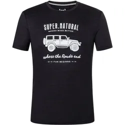 super natural Freizeit-Tshirt Graphic All Terrain - Merinowollmix - schwarz Herren