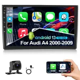 CAMECHO 1+32G Android 13 Autoradio für Audi A4 S4 RS4 8E B6 B7 2000-2009 mit Carplay Android Auto, 9 Zoll Bildschirm Doppel Din mit Navi Bluetooth WiFi HiFi FM +AHD Rückfahrkamera