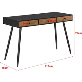 [en.casa] Schreibtisch Tumba 115x48x75cm Schwarz/Dunkler Holzton