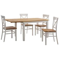 Esstisch HOME AFFAIRE "Samba", weiß (weiß, eiche), B:120cm H:74cm T:80cm, Tische, Esstisch Küchentisch Möbel Tisch, Breite 120 cm, mit ausklappbarer Tischplatte