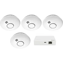 Alecto SMART-SMOKE10 SET 4 - Starterset Smart Zigbee Verbindungsstück mit 3 Smart Zigbee Rauchmeldern, weiß