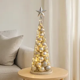 Mendler Deko-Baum HWC-O91, Weihnachtsbaum Schmuckbaum Weihnachtsdeko Christbaum zum Beschmücken, Metall 90cm ~ silberfarben