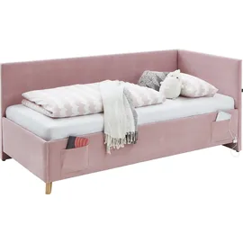 Meise Möbel Jugendbett COOL II 130 x 210 cm Holzfuß massiv eichefarbig rosa