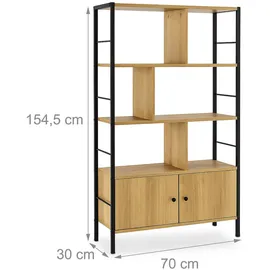 Relaxdays Bücherregal mit Unterschrank 154,5 x 74 x 30 cm Braun/Schwarz