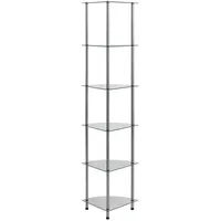 VidaXL Regal mit 6 Ablagen Transparent 30x30x160 cm Hartglas