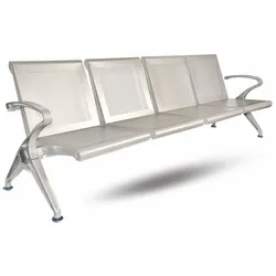 Casa Padrino 4er Besucherbank / Wartezimmerbank Silber 238 cm - Wartezimmer Möbel