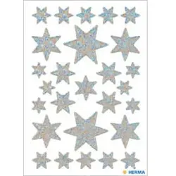 HERMA Schmucketikett Sterne silber 3917 Weihnachten Irisfol