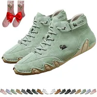 Alpaca Barfuss Schuhe Damen, Alpaca - Ergonomischer, Wasserdichter & Schmerzlindernder Leder-Barfußschuh, Orthopädische Barfußschuhe (Apfelgrün, Erwachsene, 35, Numerisch, EU Schuhgrößensystem, M) - 35 EU