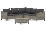 vidaXL 6-tlg. Garten-Lounge-Set mit Kissen Grau Poly Rattan