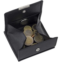 Wiener Schachtel mit großem Kleingeldfach mit RFID Schutz Block Folie im Kreditkartenformat mit Geschenk Box LEAS in Echt-Leder, schwarz