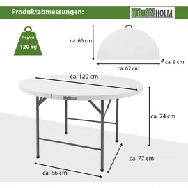 Trutzholm Campingset Klapptisch rund Ø 120 cm Weiß/Grau