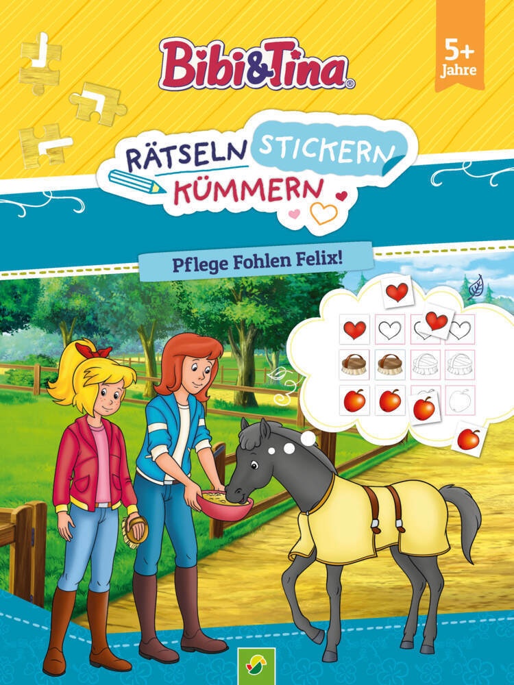 Bibi & Tina: Rätseln Stickern Kümmern: Pflege Fohlen Felix! - Schwager & Steinlein Verlag  Kartoniert (TB)