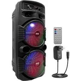 Pyle Audio Pyle Bluetooth Lautsprecher - PA Anlage, Karaoke Maschine, Musikbox Groß, Partybox, Dual 8” Subwoofer, Tragbare Musikboxen 600W mit wiederauflad...