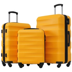 Ulife Trolleyset Kofferset Reisekoffer ABS-Material, TSA Zollschloss, 360° -Räder, 4 Rollen, (3 tlg) gelb