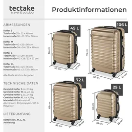 Tectake Hartschalenkoffer-Set, 4-teilig, aus robustem ABS-Kunststoff - Beige