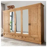 Pharao24 Kleiderschrank Caribea aus Massivholz braun