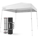 Wiltec Faltpavillon 250 x 250 x 270 cm weiß wasserdicht, Pavillon mit Zentralverschluss, Gartenpavillon mit verstellbaren Beinen, Partyzelt für