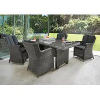 Destiny »LUNA«, 4 Sessel, Tisch, inkl. Auflagen), Aluminium, Polyrattan, grau