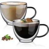 LuxusKollektion Latte-Macchiato-Glas Doppelwandige Kaffeegläser 350ml Latte Macchiato Gläser 2er Set