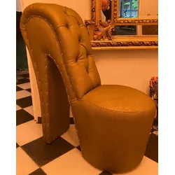 Casa Padrino Designer High Heel Sessel mit Glitzersteinen Gold - Moderner Club Sessel mit hoher Rückenlehne - Moderne Club Möbel - Designer Möbel