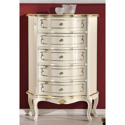 Casa Padrino Luxus Barock Kommode Creme / Gold - Handgefertigte Barockstil Massivholz Kommode mit 5 Schubladen - Handgefertigte italienische Barock Möbel - Luxus Qualität - Made in Italy