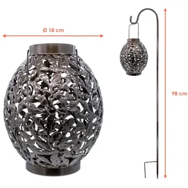 Spetebo LED Solar Ampel aus Metall in bronze - 98 x 18 cm - Deko Gartenleuchte in kalt weiß - Garten Dekobeleuchtung Wegeleuchte Beetstecker für Außen