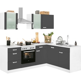 wiho Küchen Winkelküche »Husum«, mit E-Geräten, Stellbreite 220 x 170 cm grau