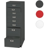 Mendler Rollcontainer HWC-L49, Schubladenschrank Stahlschrank Aktenschrank, Metall 115x40x41cm 8 Schubladen - dunkelgrau