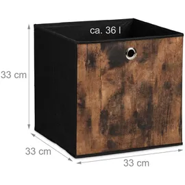 Relaxdays Aufbewahrungsbox 33 x 33 x 33 cm 6-tlg. schwarz/braun