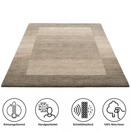 THEKO Wollteppich Gabbeh Super, Handweb, auch als Läufer erhältlich, reine Wolle, rechteckig, Höhe: 9 mm, Schlafzimmer, Wohnzimmer, Esszimmer, auch als Bettumrandung braun rechteckig | 90 cm x 250 cm x 9 mm