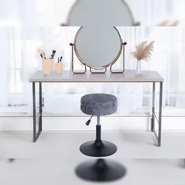 Mendler 2er-Set Hocker HWC-C22, Sitzhocker, höhenverstellbar drehbar Ø 37cm Stoff Chenille (465g/m2) FSC® ~ braun