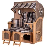 Mr. Deko Strandkorb Komplettset - bene living - Ammersee Teak - PE grau - Modell 583 - inkl. Liftersystem