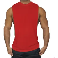 Hippolo Gym Herren Tank Top Men Cotton Stringer Fitness Gym Shirt Solide Sport Vest (XXL, Rote)